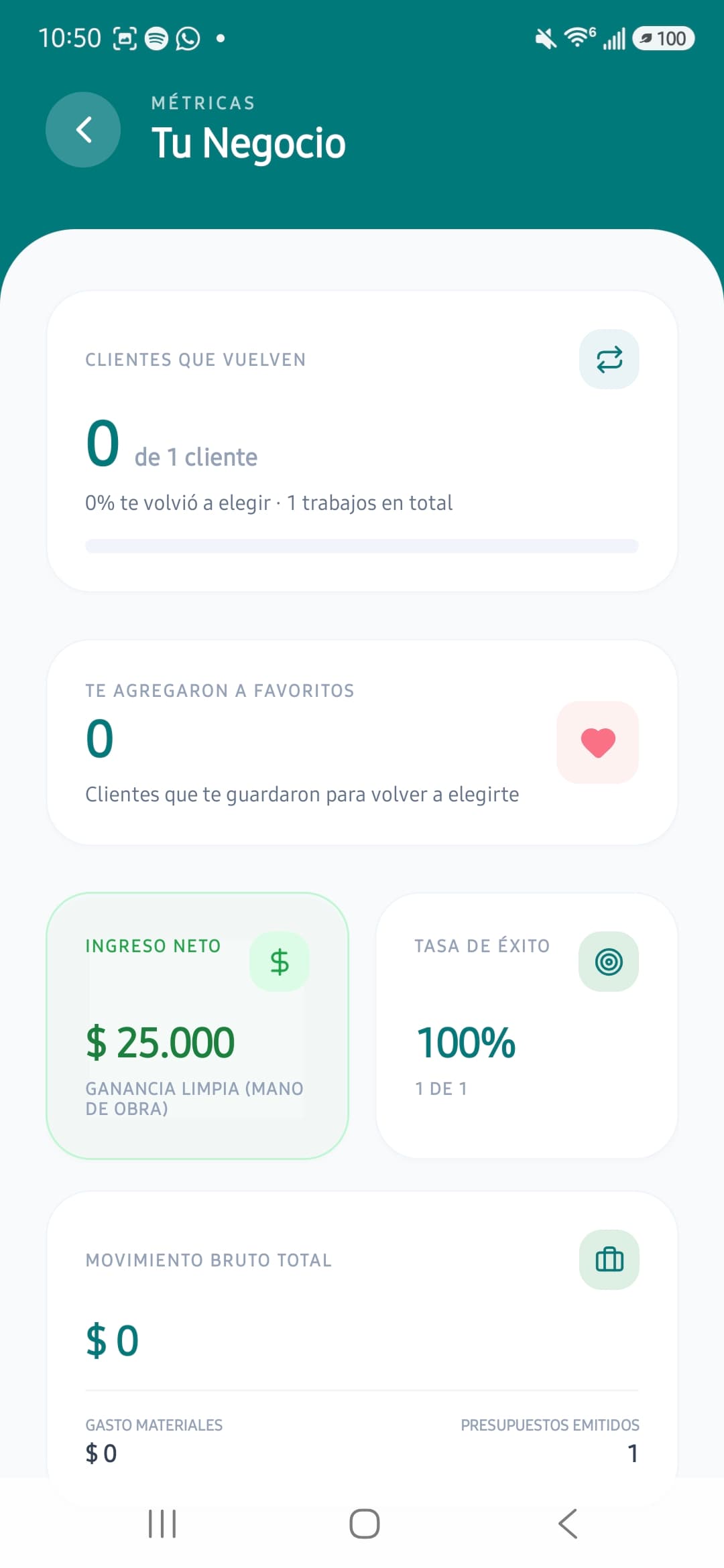 Pantalla real de la app TeResuelvo